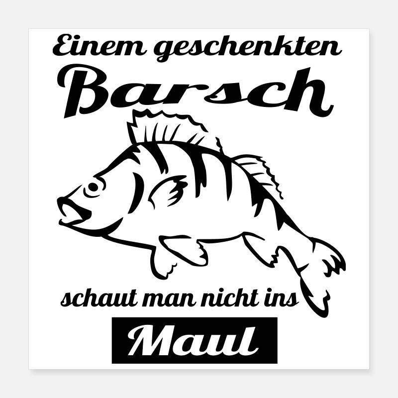 Angler Motiv mit Barsch Poster 40x40 cm