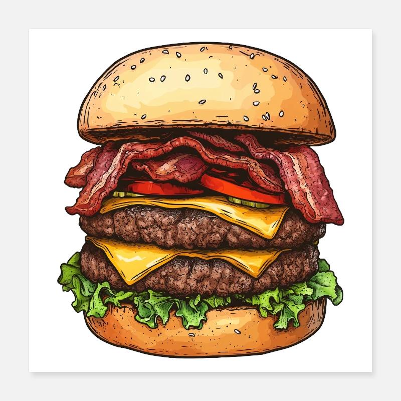 Cheeseburger double bacon :) Poster 40 x 40 cm
