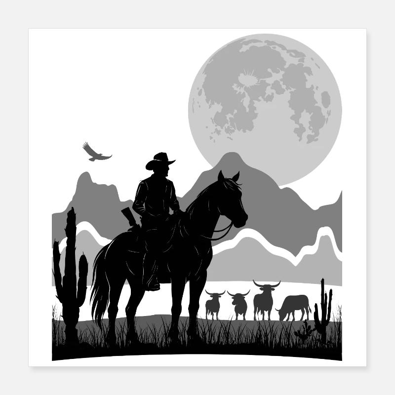 RANGER VECTOR | RANCHER SILHOUETTE | 6K HDR Poster 16" x 16" (40x40 cm)