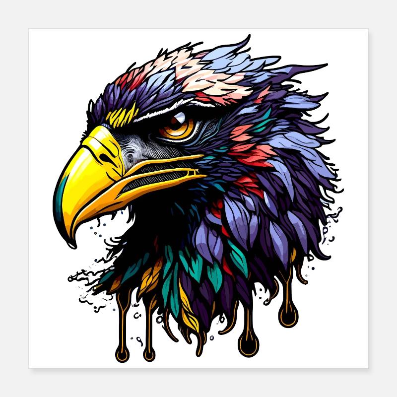 Aigle coloré à plumes éclatantes Poster 40 x 40 cm