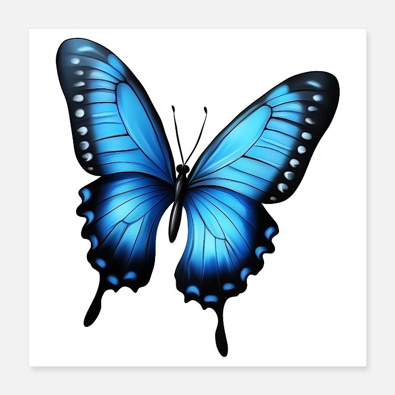 blue flying butterfly Poster 16" x 16" (40x40 cm)