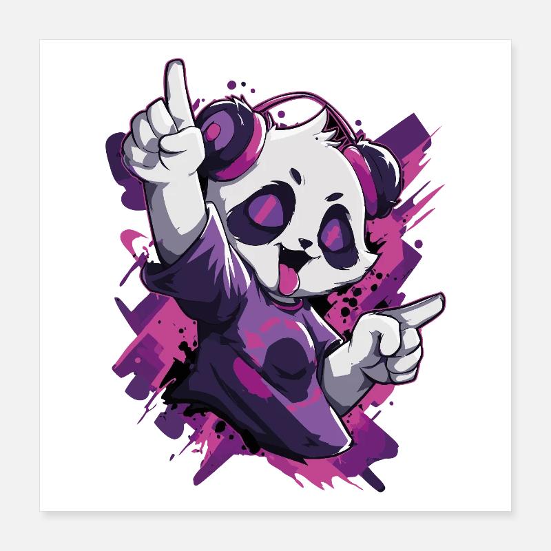 Party Panda Musik Spaß Poster 40x40 cm