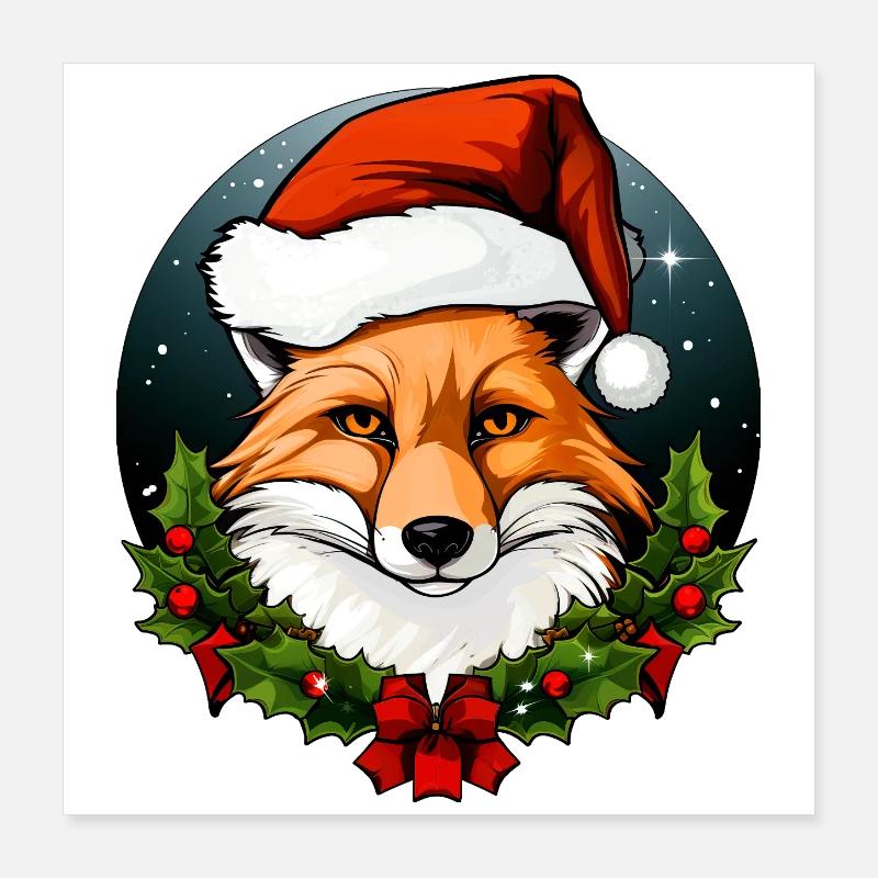 Renard de Noël Poster 40 x 40 cm