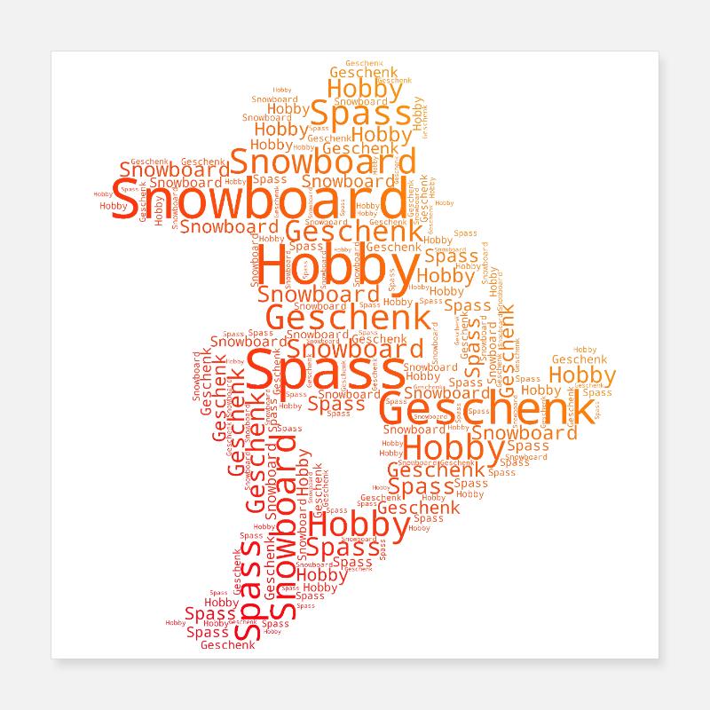 Message de snowboard clair Poster 40 x 40 cm
