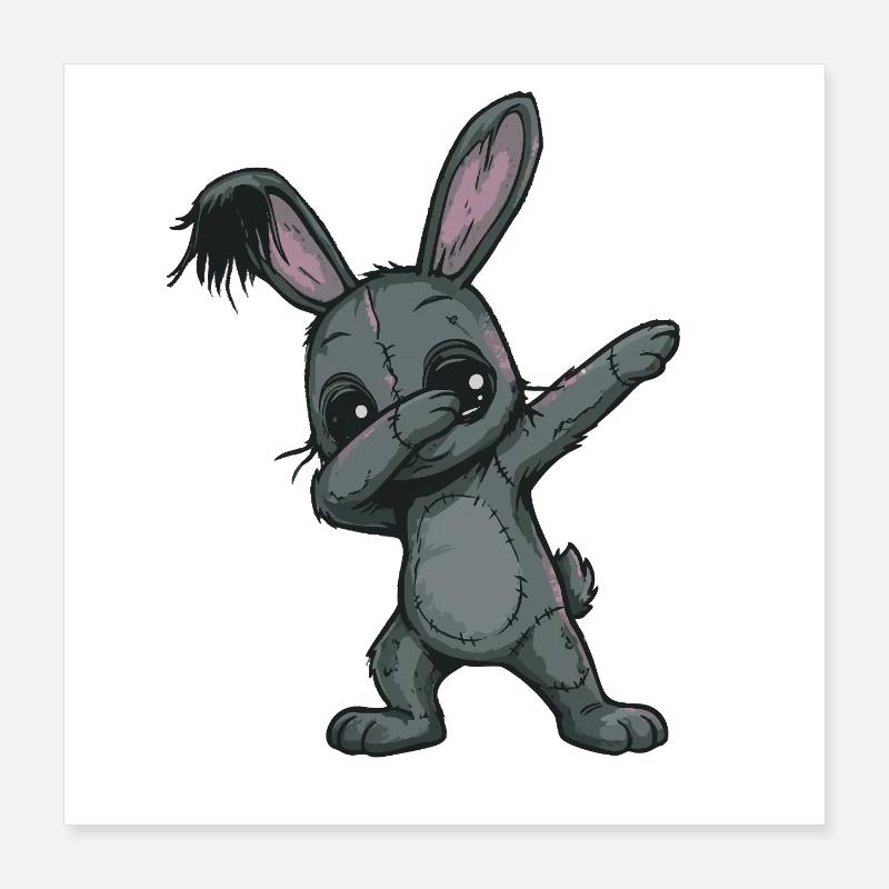 Gribouillis de lapins en patchwork Poster 40 x 40 cm