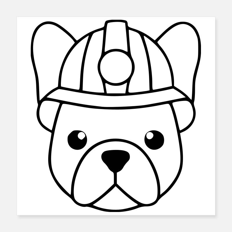 Frenchie Miner Helmet Lamp Poster 16" x 16" (40x40 cm)