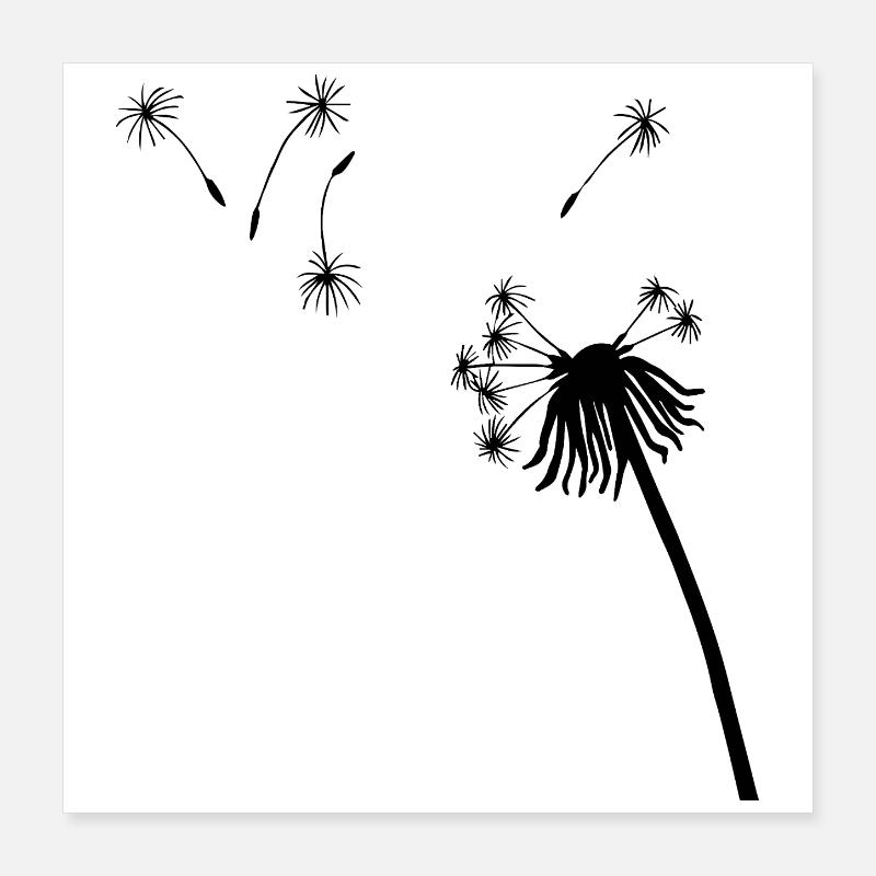 Pissenlit de Silhouette Poster 40 x 40 cm