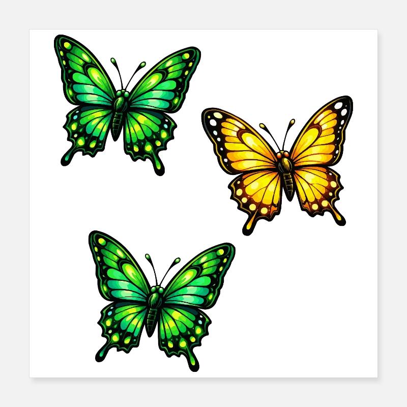 Butterflies Neon Poster 16" x 16" (40x40 cm)