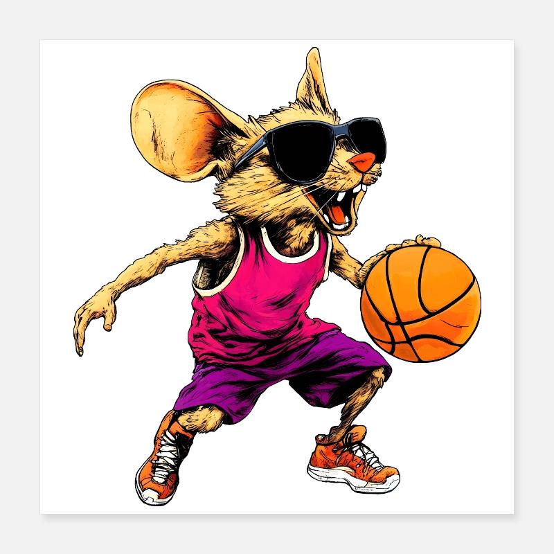 Souris de basket-ball Poster 40 x 40 cm