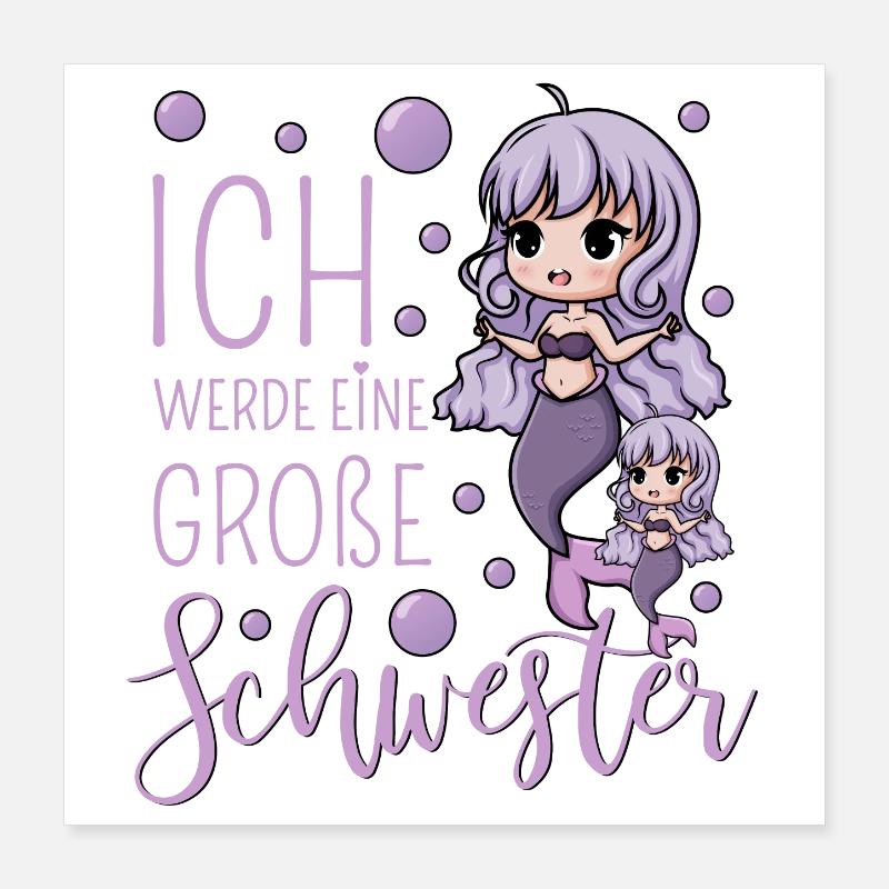 Ich werde eine große Schwester Meerjungfrau Poster 40x40 cm
