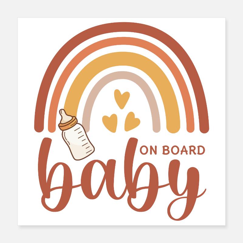 Boho Rainbow Hearts Biberon Bébé à bord Poster 40 x 40 cm