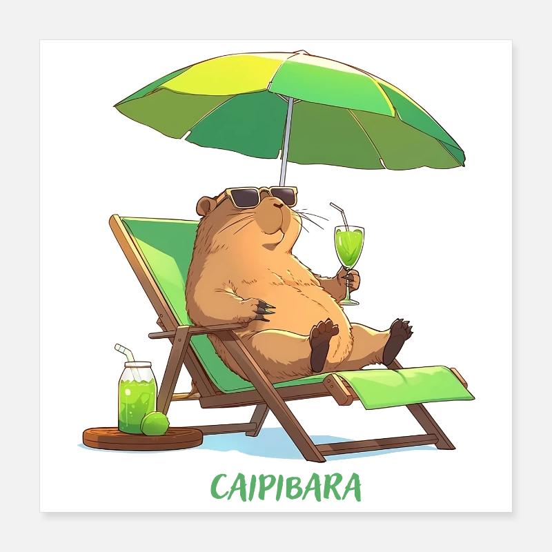 Caipibara Sommer Capybara Motiv Poster 40x40 cm