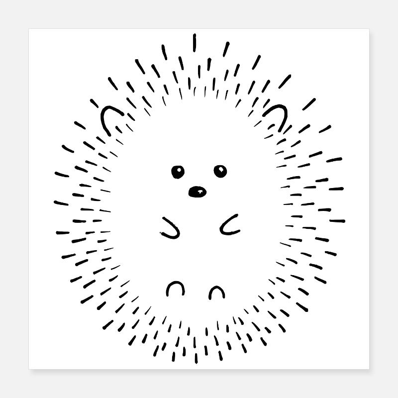 Hérisson Art au trait Poster 40 x 40 cm