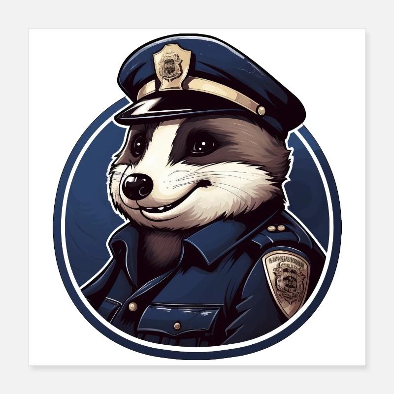 Dachs Polizei Poster 40x40 cm