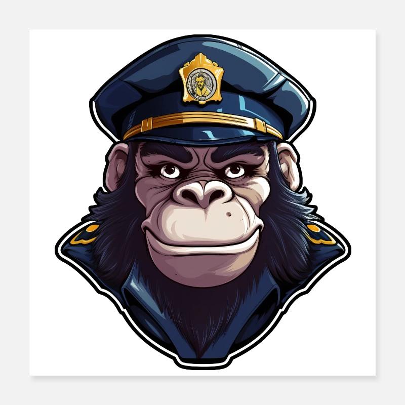 Affen Polizei Poster 40x40 cm