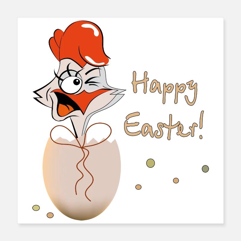 Happy Easter Rooster Easter Poster 16" x 16" (40x40 cm)