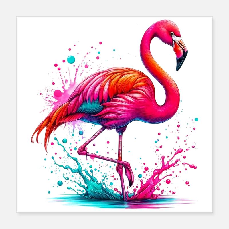 Flamant Poster 40 x 40 cm