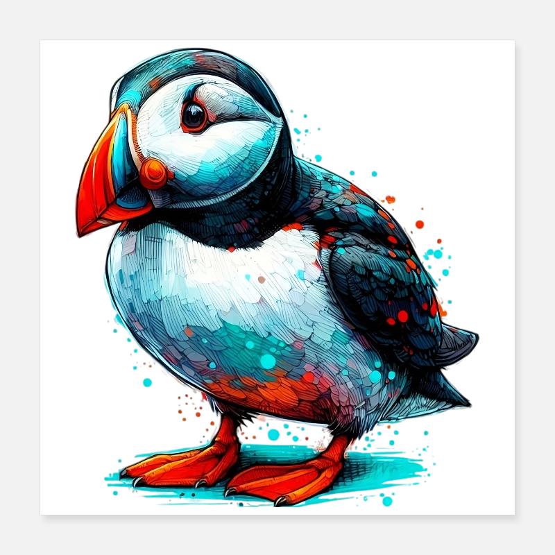 Puffin Poster 16" x 16" (40x40 cm)