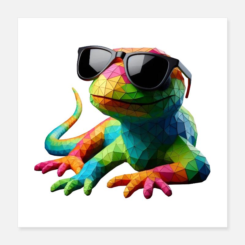 LIZARD cool multicolor Poster 40x40 cm