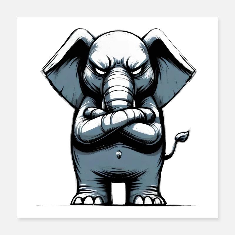 Elefant Bösewicht Poster 40x40 cm