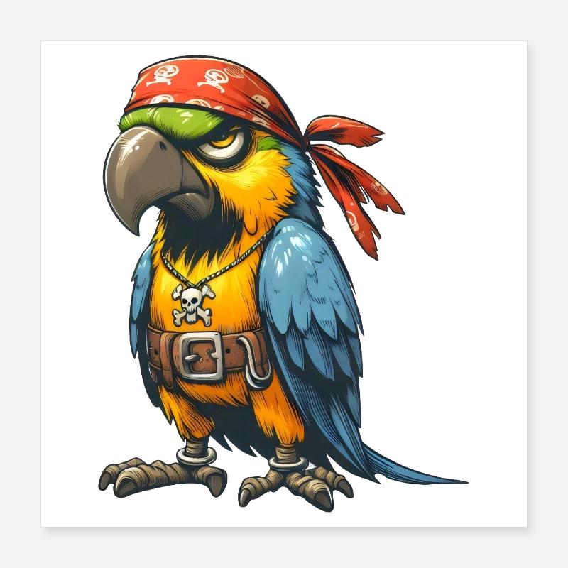 perroquet pirate Poster 40 x 40 cm