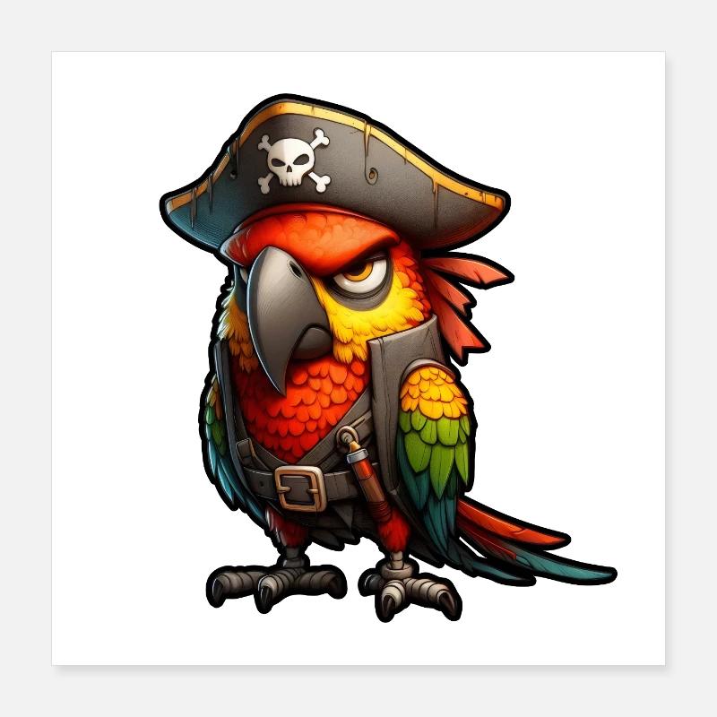 perroquet pirate rouge Poster 40 x 40 cm