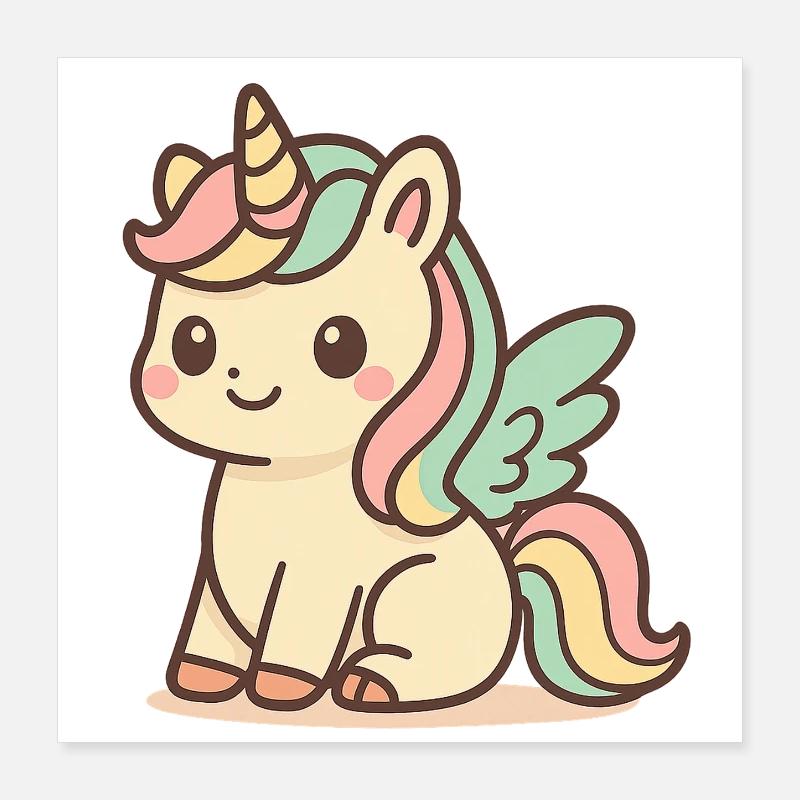 Cute Rainbow Winged Unicorn Poster 16" x 16" (40x40 cm)