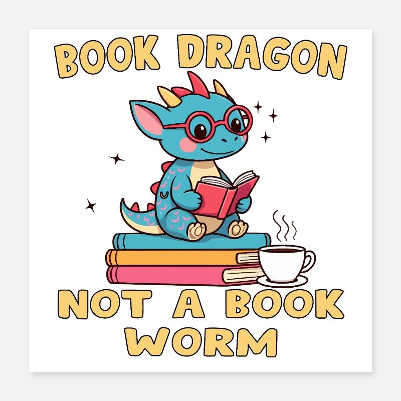 Drache Bibliophile Eule Poster 40x40 cm