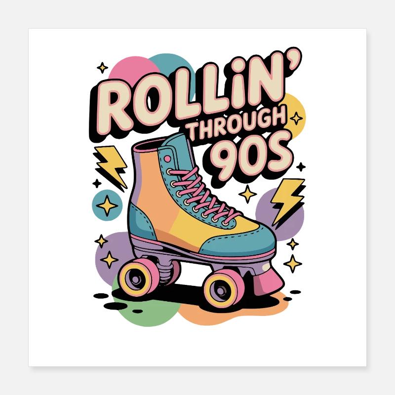 90s Retro – Rollin' Through the 90s Poster 16" x 16" (40x40 cm)