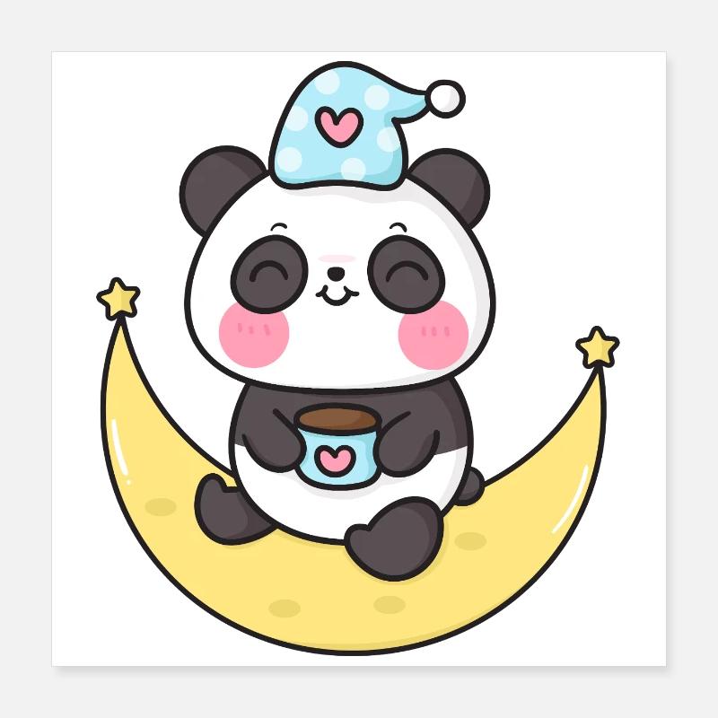 Panda Céleste sur la Lune Poster 40 x 40 cm