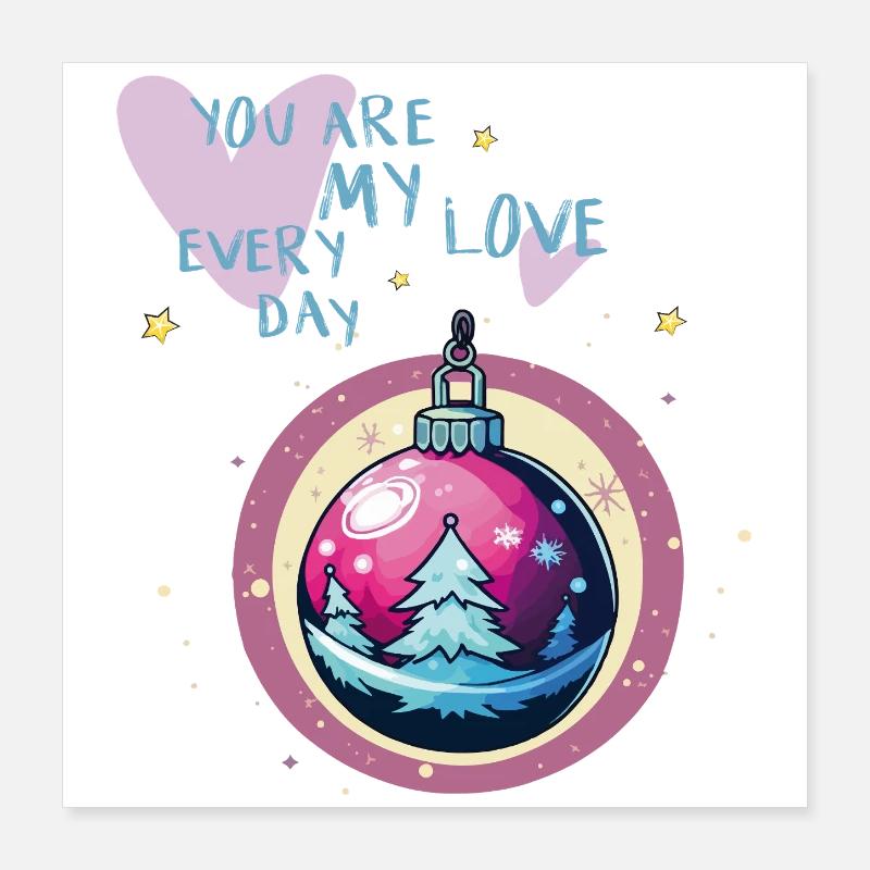 Weihnachtskugel Liebe  Poster 40x40 cm