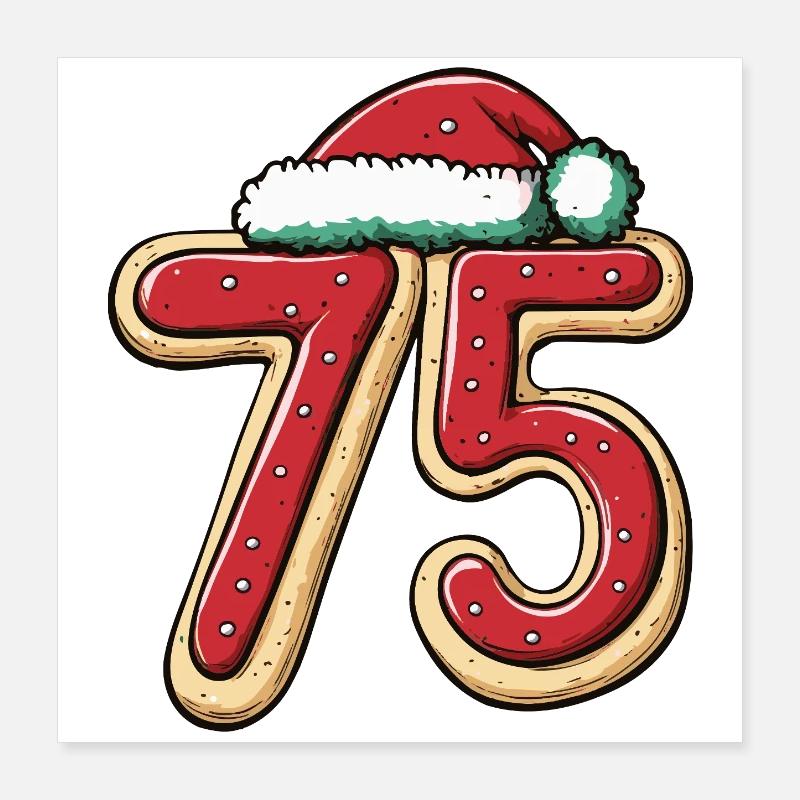 75 Numéro Biscuit Noël Poster 40 x 40 cm