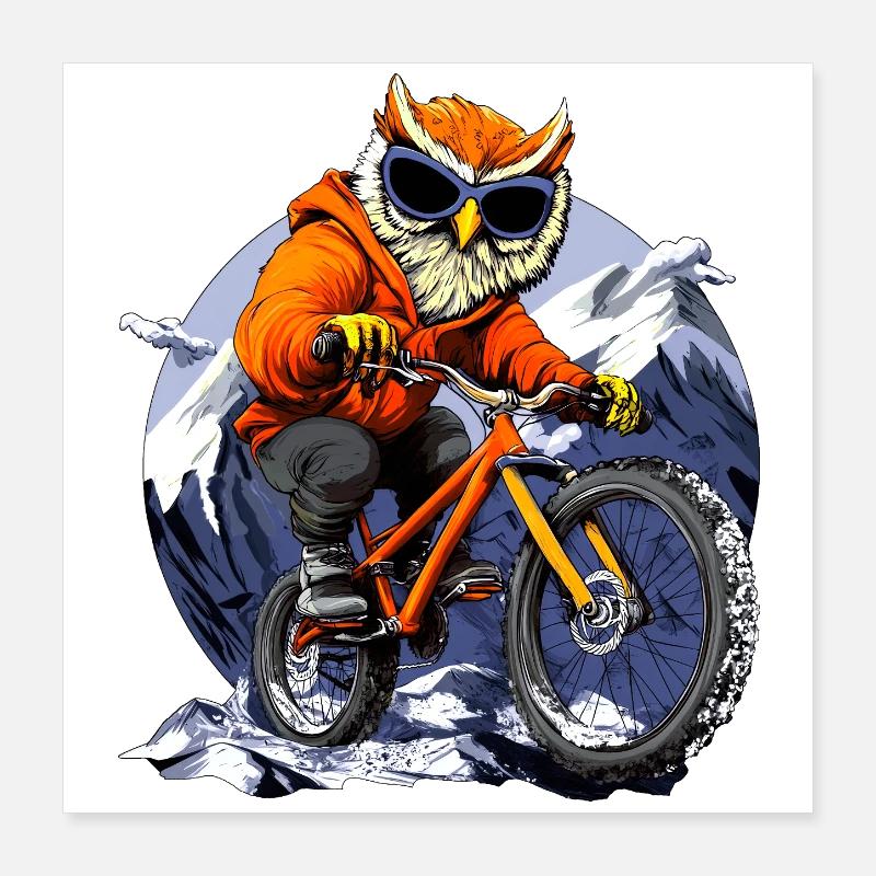 Bike Eulen Poster 40x40 cm