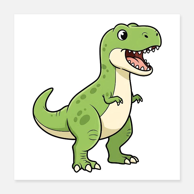 Dessin animé Dino T-Rex joyeux Poster 40 x 40 cm