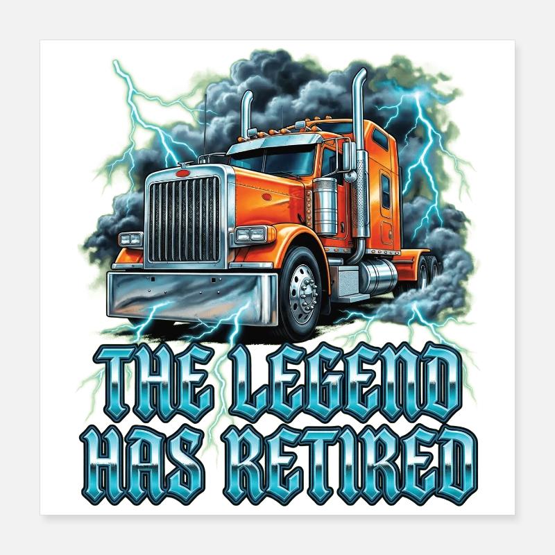 Chauffeur de semi-remorque Trucker Reitred Poster 40 x 40 cm