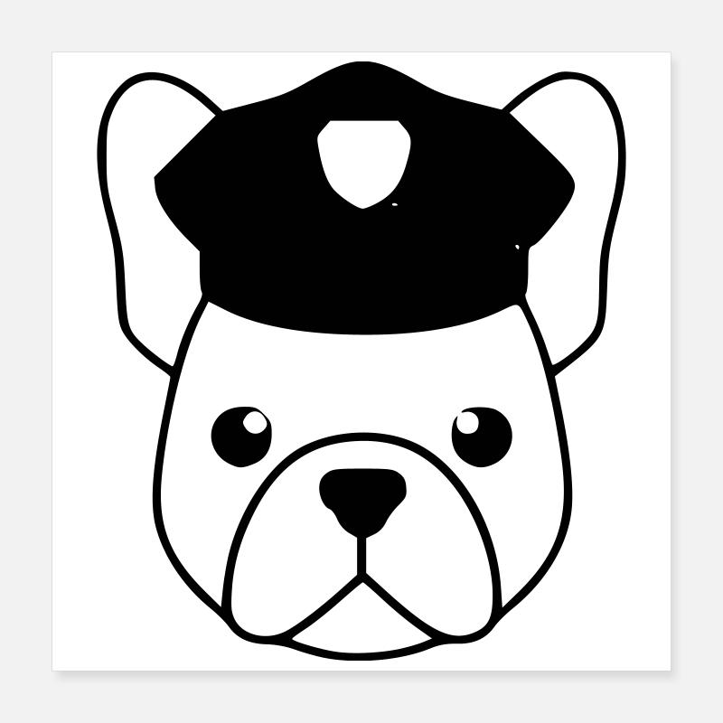 Frenchie Polizist Cop Kopf Poster 40x40 cm