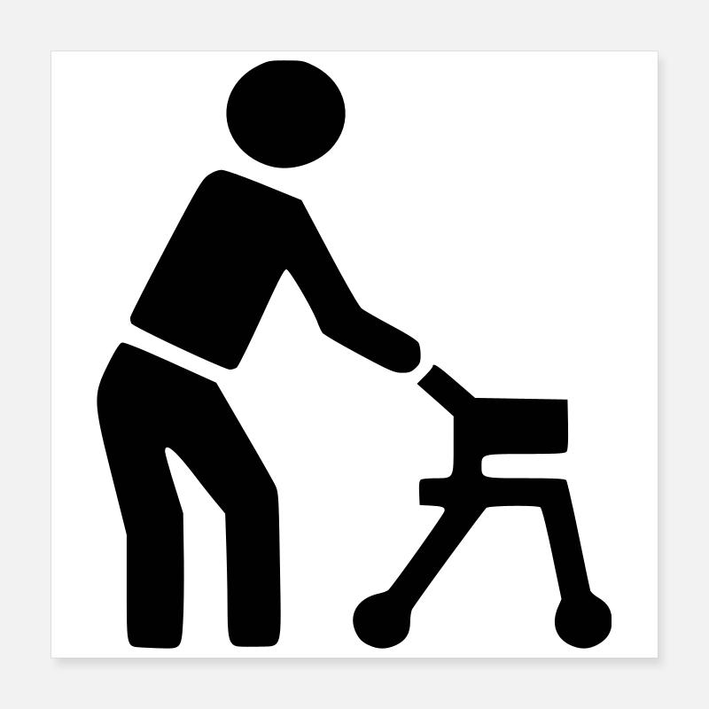 Behinderte Person hinter Rollator # Poster 40x40 cm