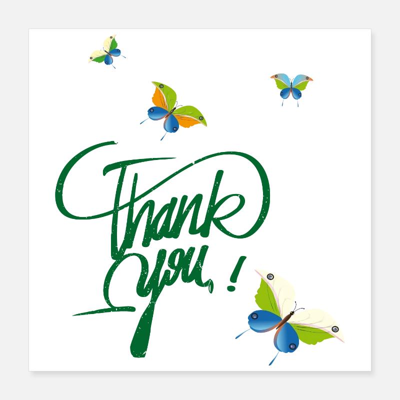 thank you, Danke Poster 40x40 cm