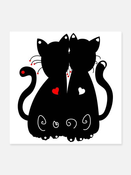 black cats - Poster 16" x 16" (40x40 cm) - white - Front