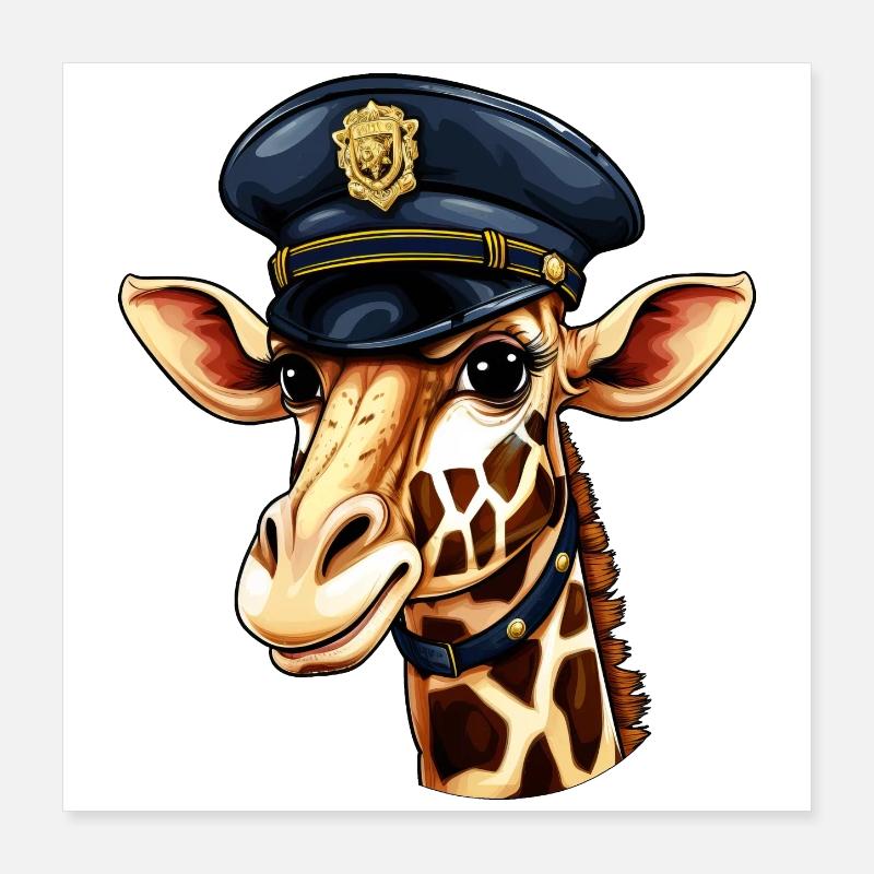Giraffe Policewoman Poster 16" x 16" (40x40 cm)