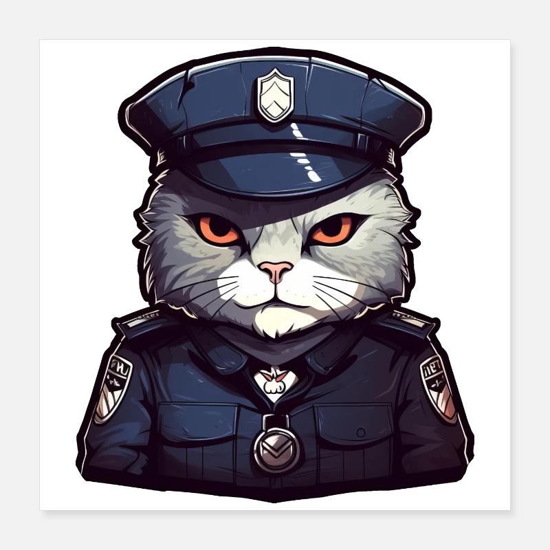 Chat de police Poster 40 x 40 cm