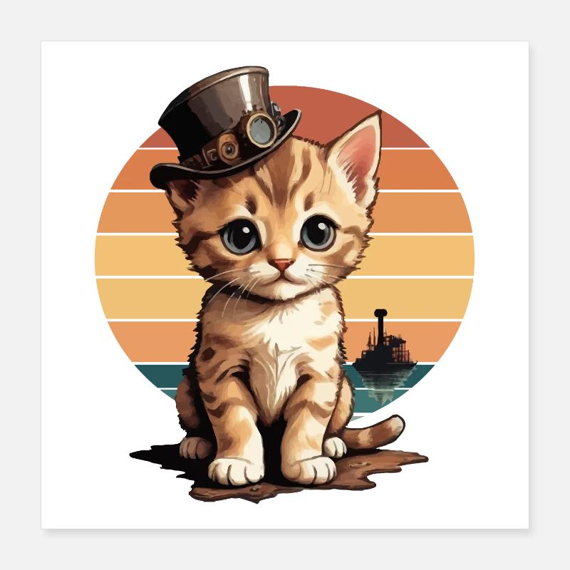 Steampunk Katze Poster 40x40 cm