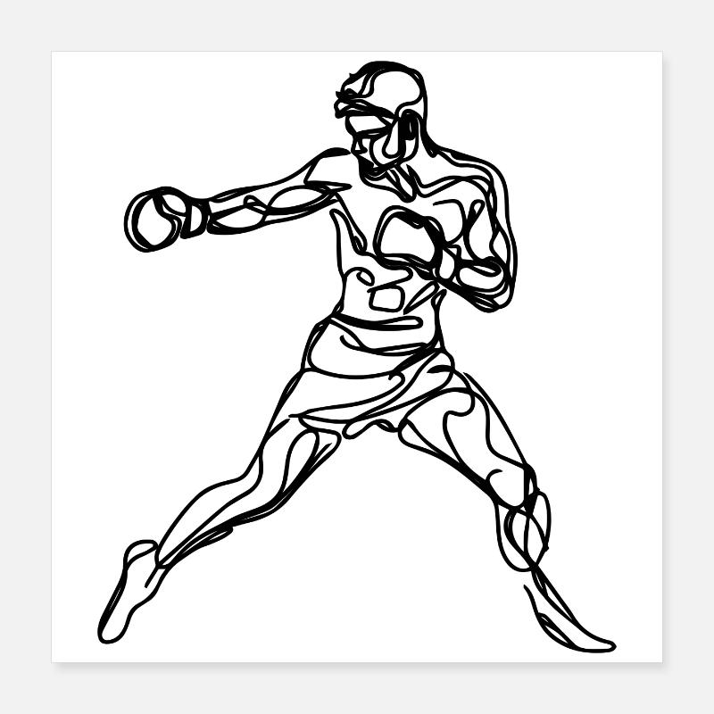 Dessin de boxe Poster 40 x 40 cm