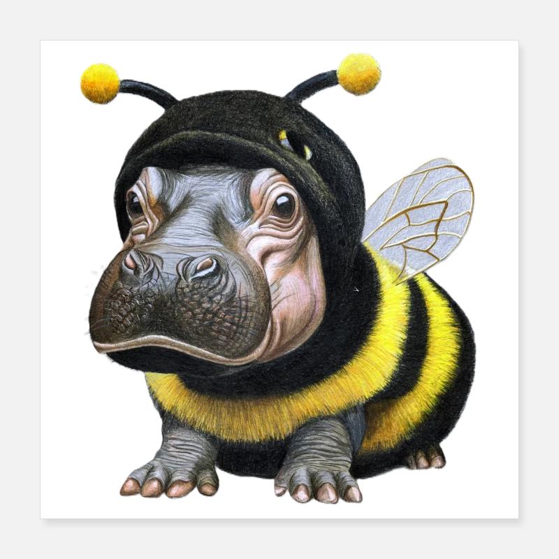 Nilpferd Biene 1 Poster 40x40 cm