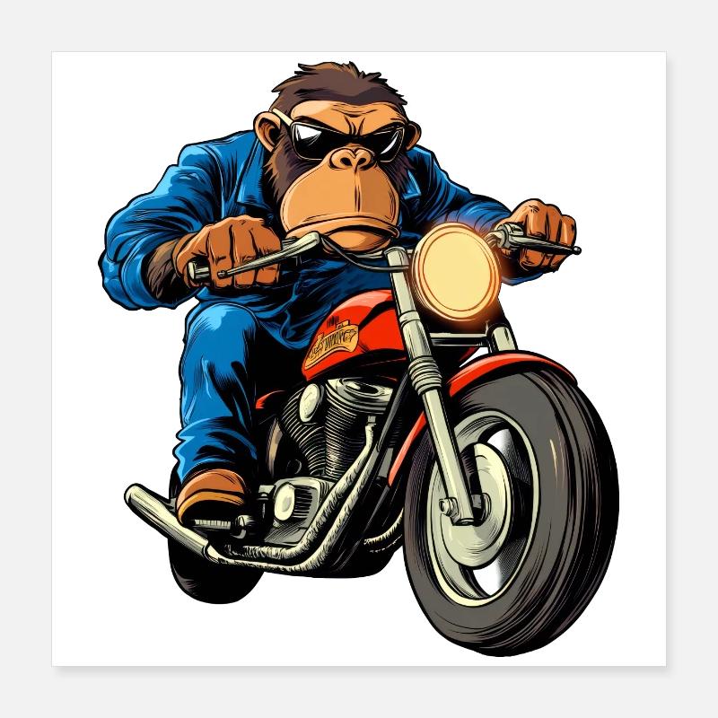 Motard Singe Poster 40 x 40 cm