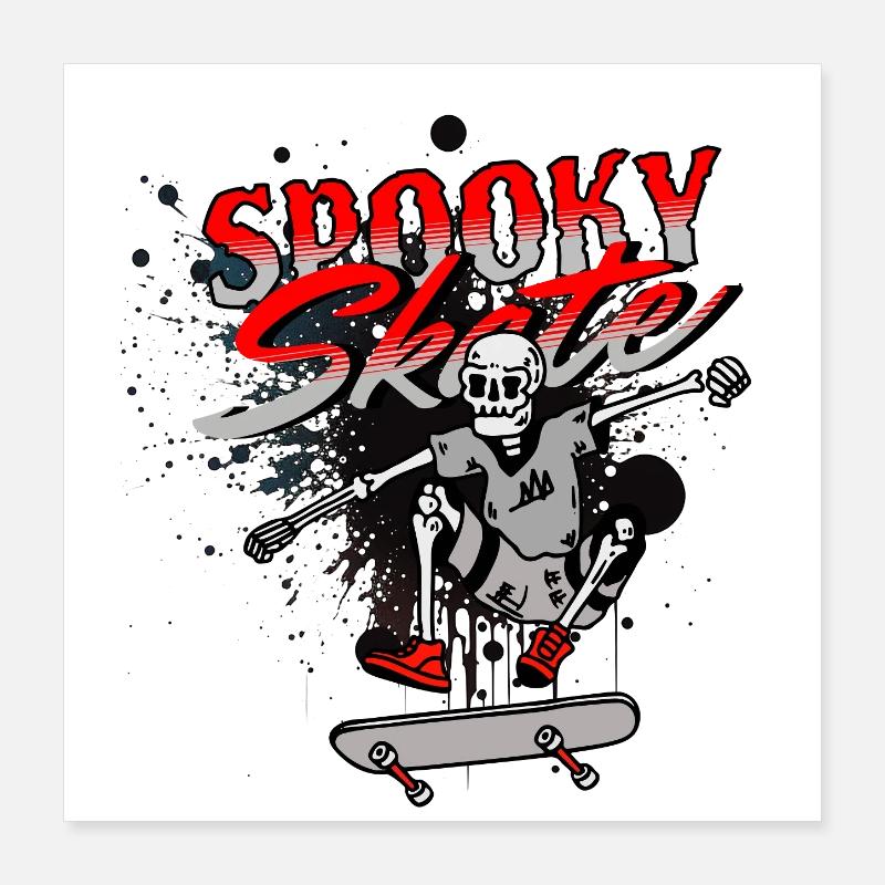Skull Skateboard Graffiti Design Poster 40x40 cm