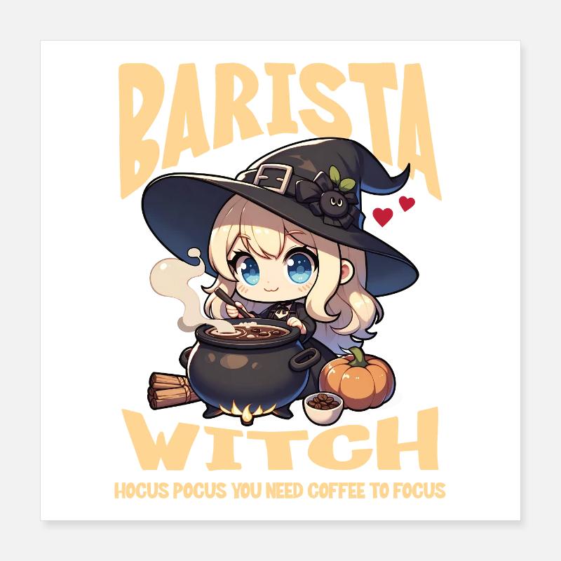Sweet Coffee Witch Conjures Up Coffee Halloween Caffeine Poster 16" x 16" (40x40 cm)