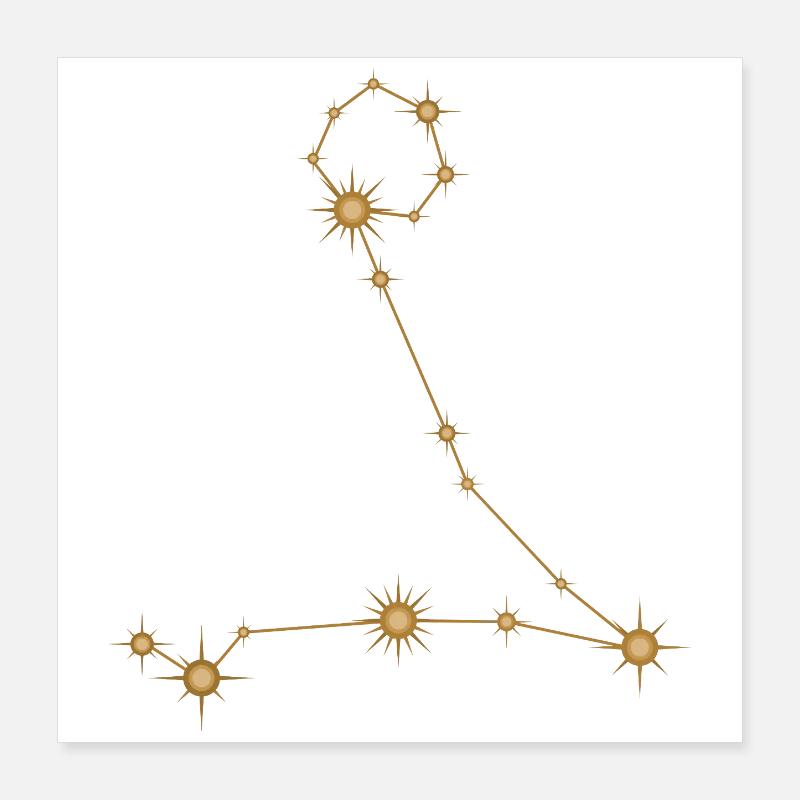 Sternbild Fische Sternzeichen Sternzeichen Golden Poster 40x40 cm