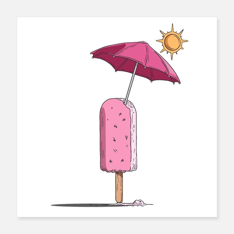 Rêve d’été sur glace avec parasol Poster 40 x 40 cm