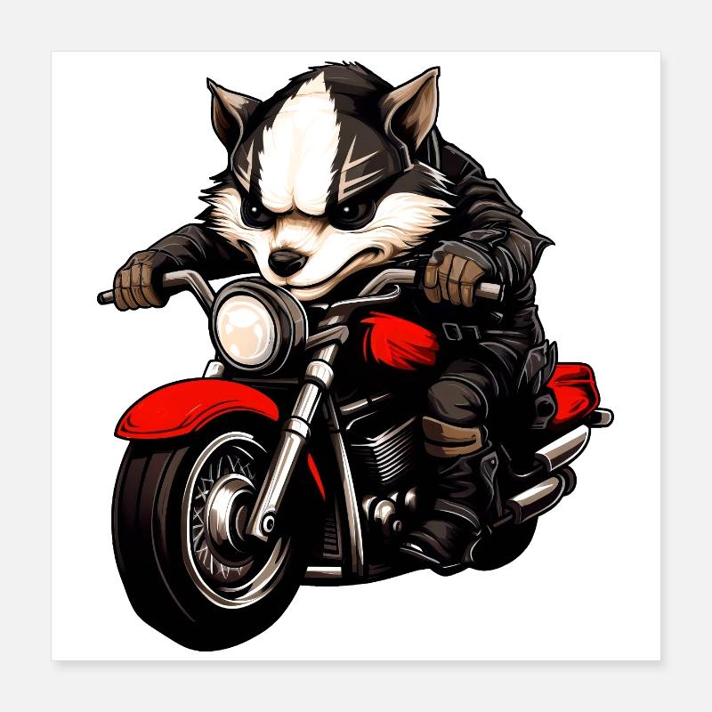 Motorradfahrer Dachs Poster 40x40 cm